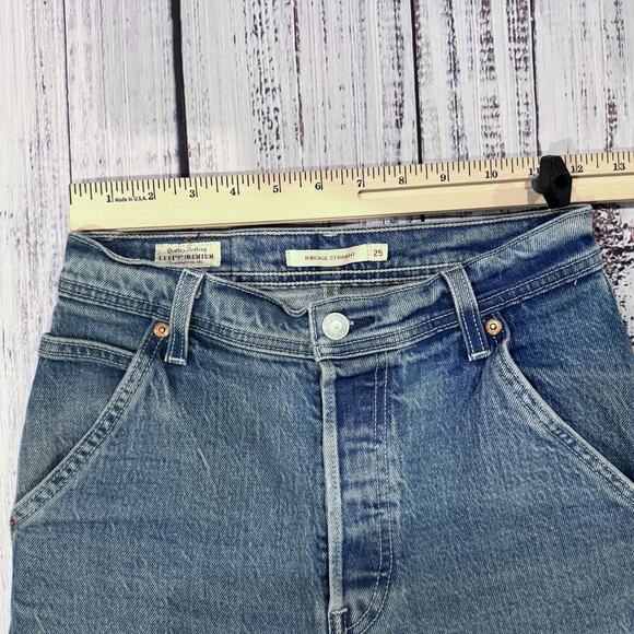 Levi’s Ribcage Straight Big E Jeans 25 Light Wash High Rise Button Fly - Picture 3 of 9